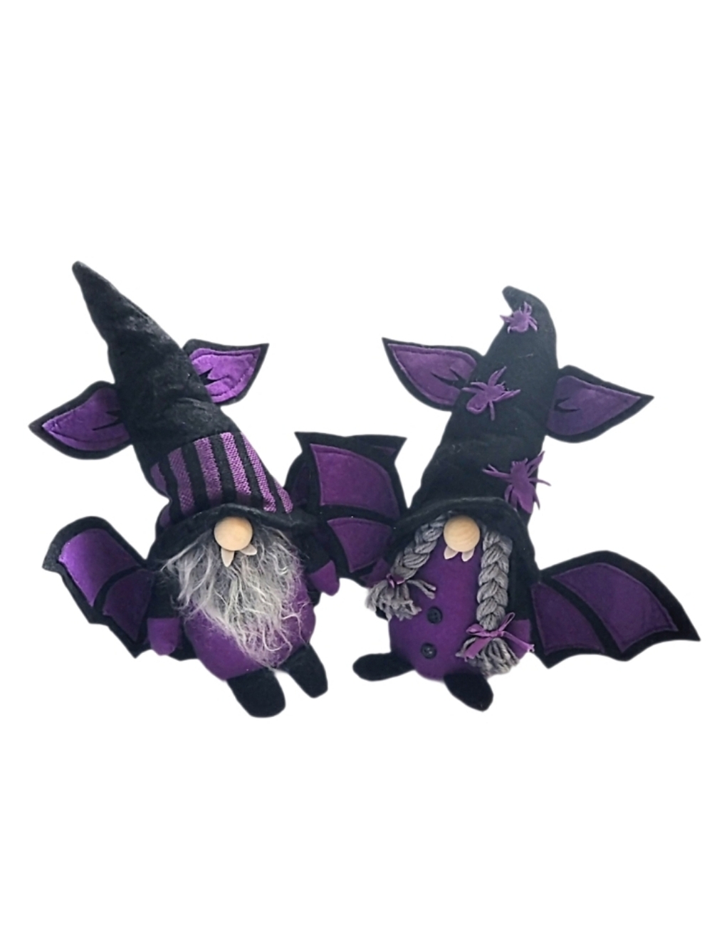 💜 2pc Halloween Witch Bat Gnome Plush Stuffed Animal Figurine Holiday Decor
